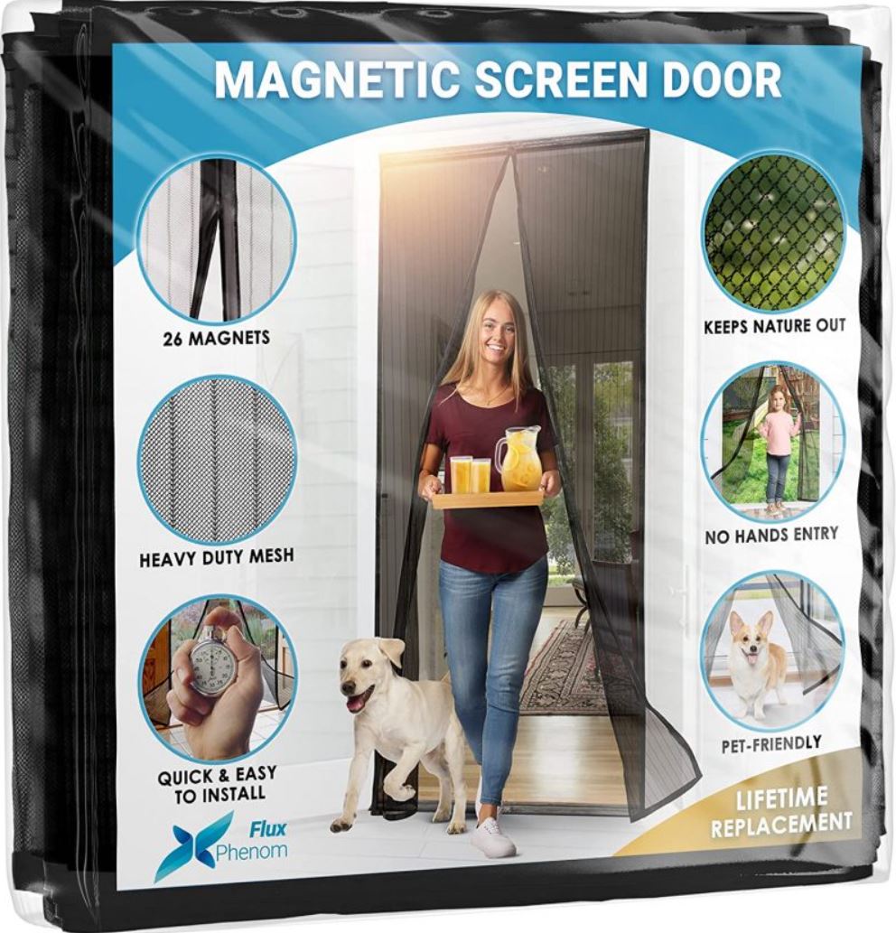 Flux Phenom Magnetic Screen Door – Retractable Mesh – Keeps Nature Out