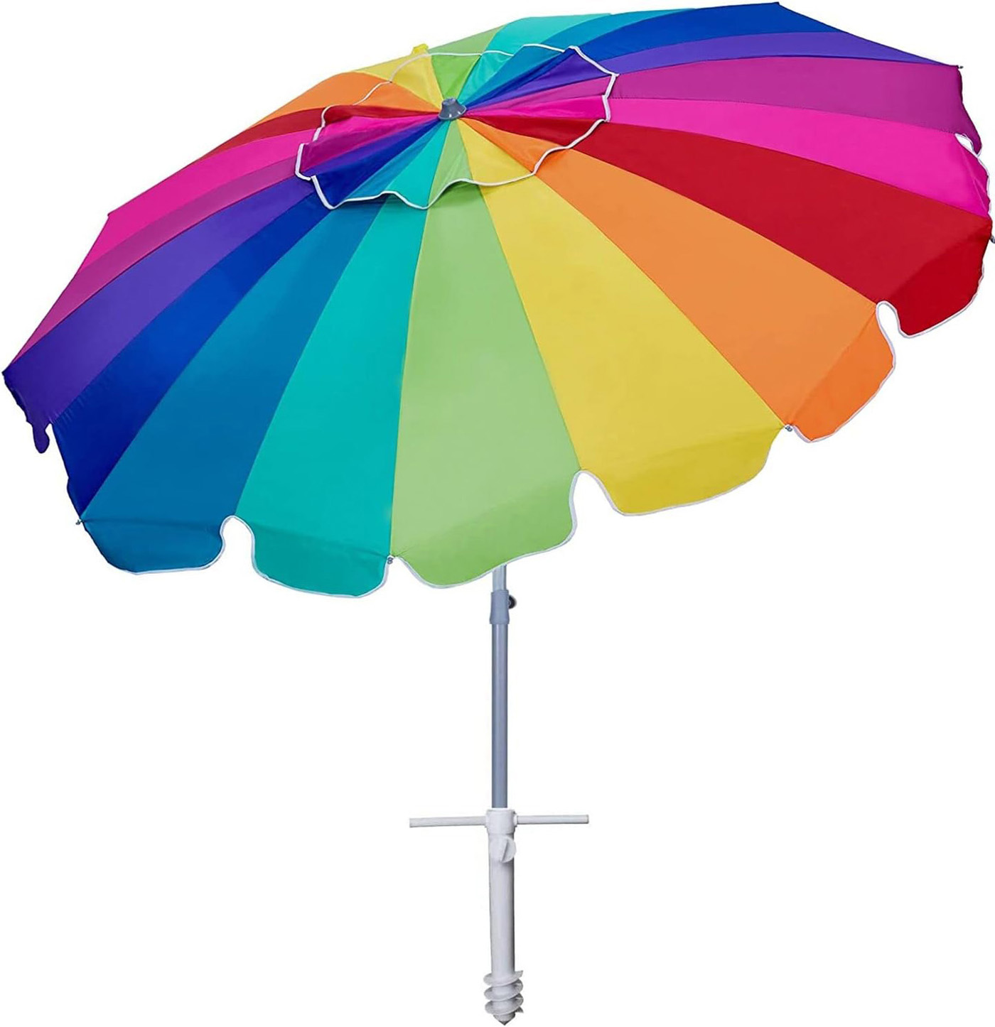 AMMSUN 7.5ft Heavy Duty HIGH Wind Beach Umbrella with sand anchor & Tilt Sun Shelter