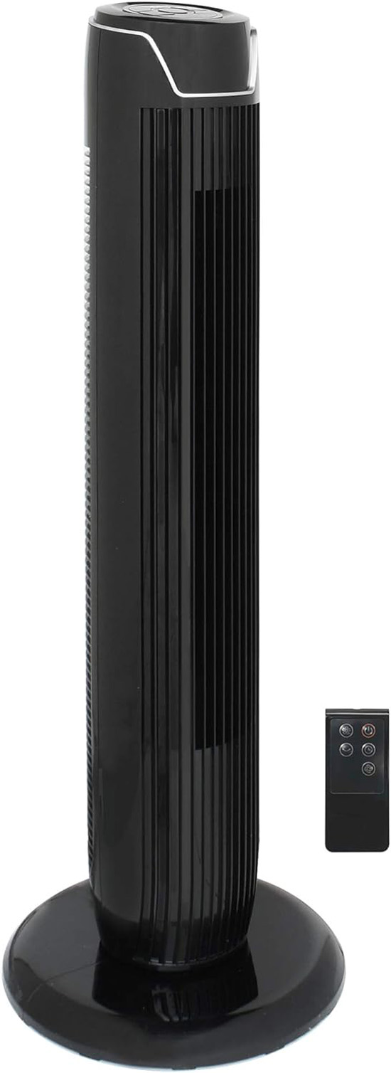 Sunpentown Tower Fan with Remote and Timer in Black