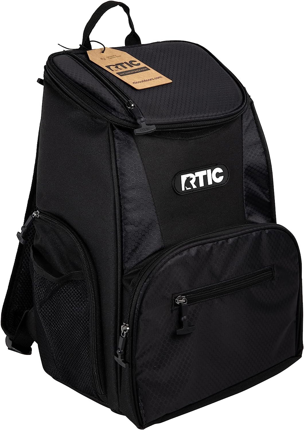 RTIC Lightweight Backpack Cooler, Black, 15 Can, Portable Insulated Bag