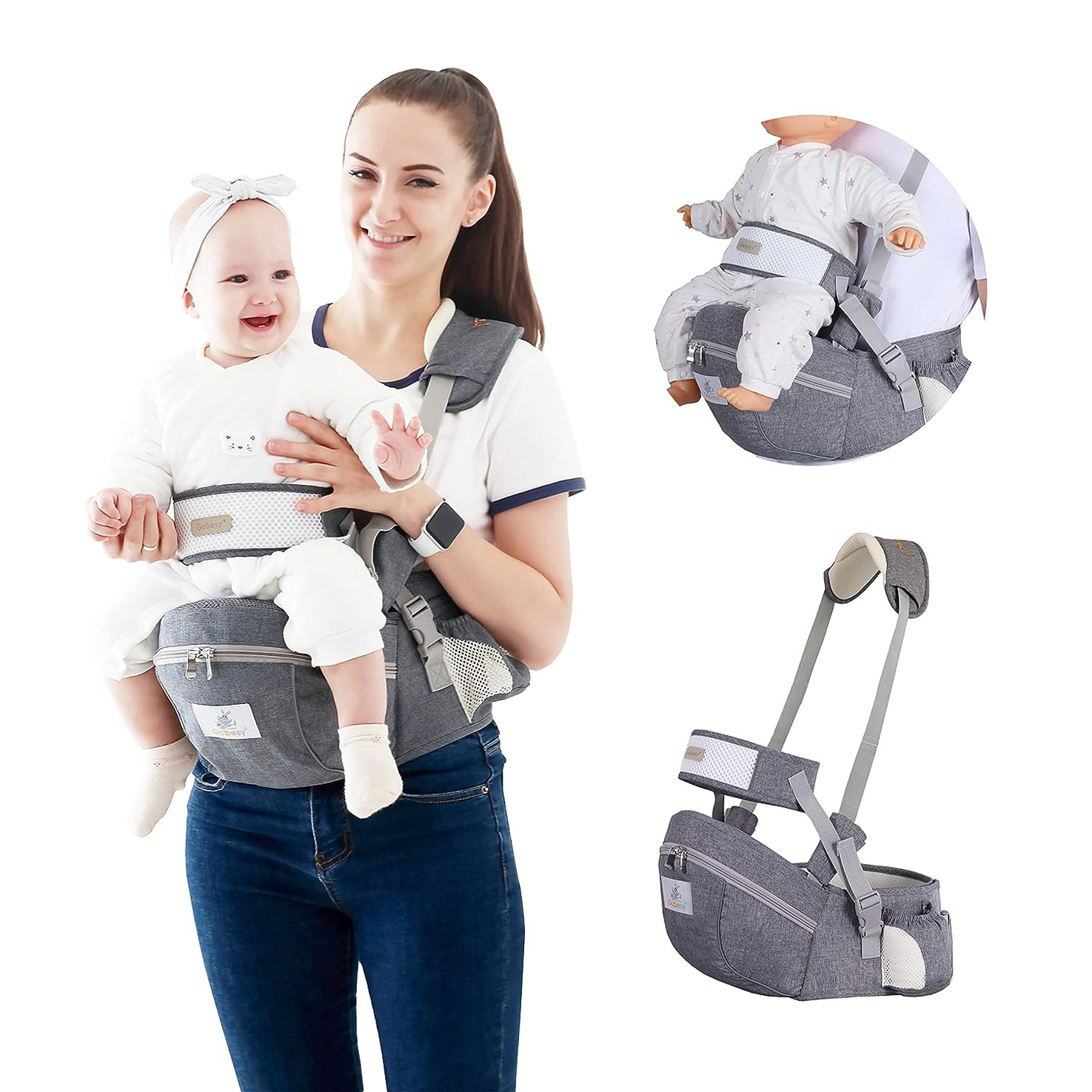 Baby Hip Seat Carrier Baby Waist Stool for Child Infant Toddler with Adjustable Strap Buckle Pocket Soft Inner Huge Storage