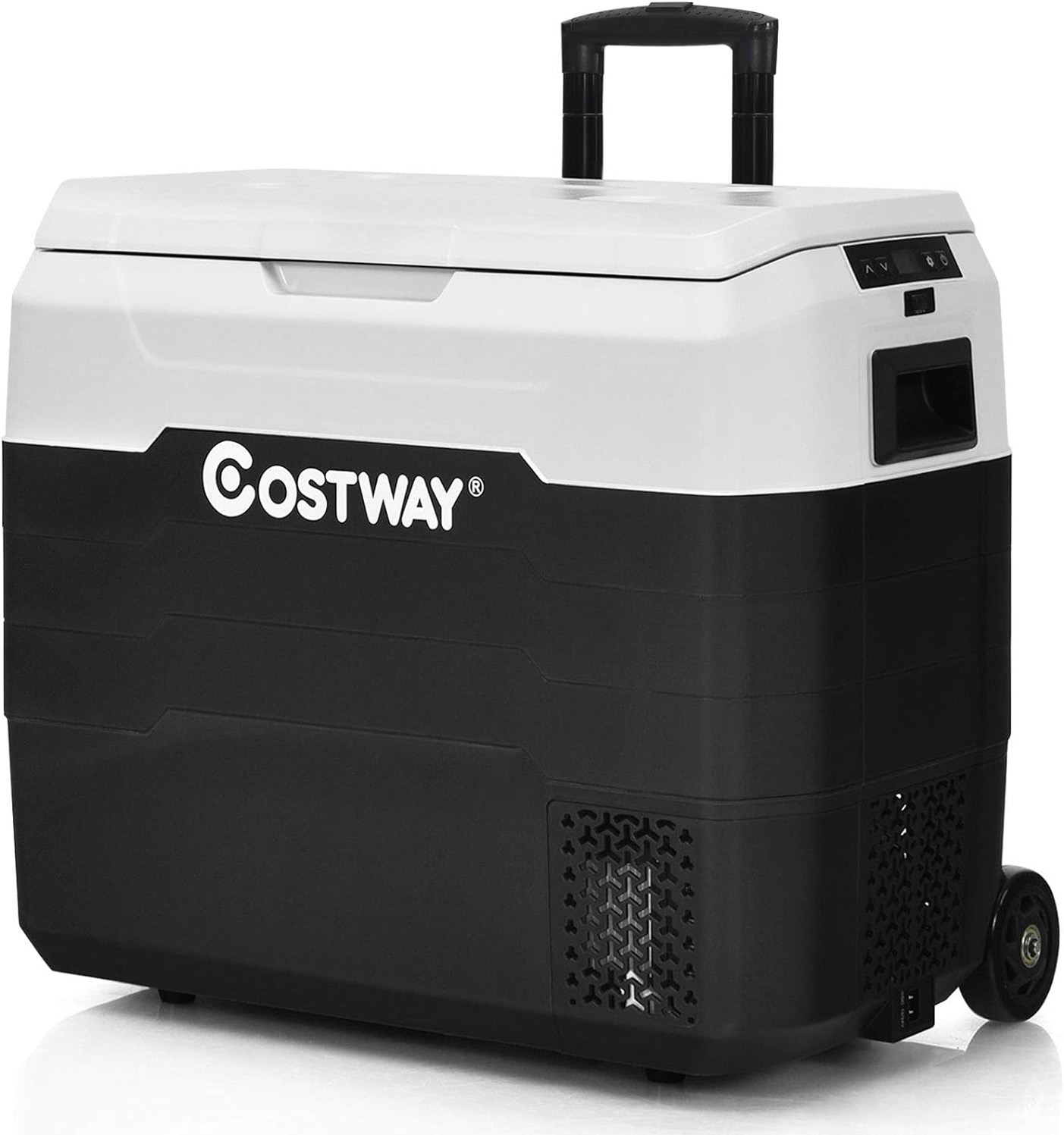Costway 53 QT Portable Car Refrigerator Dual-Zone Car Cooler White