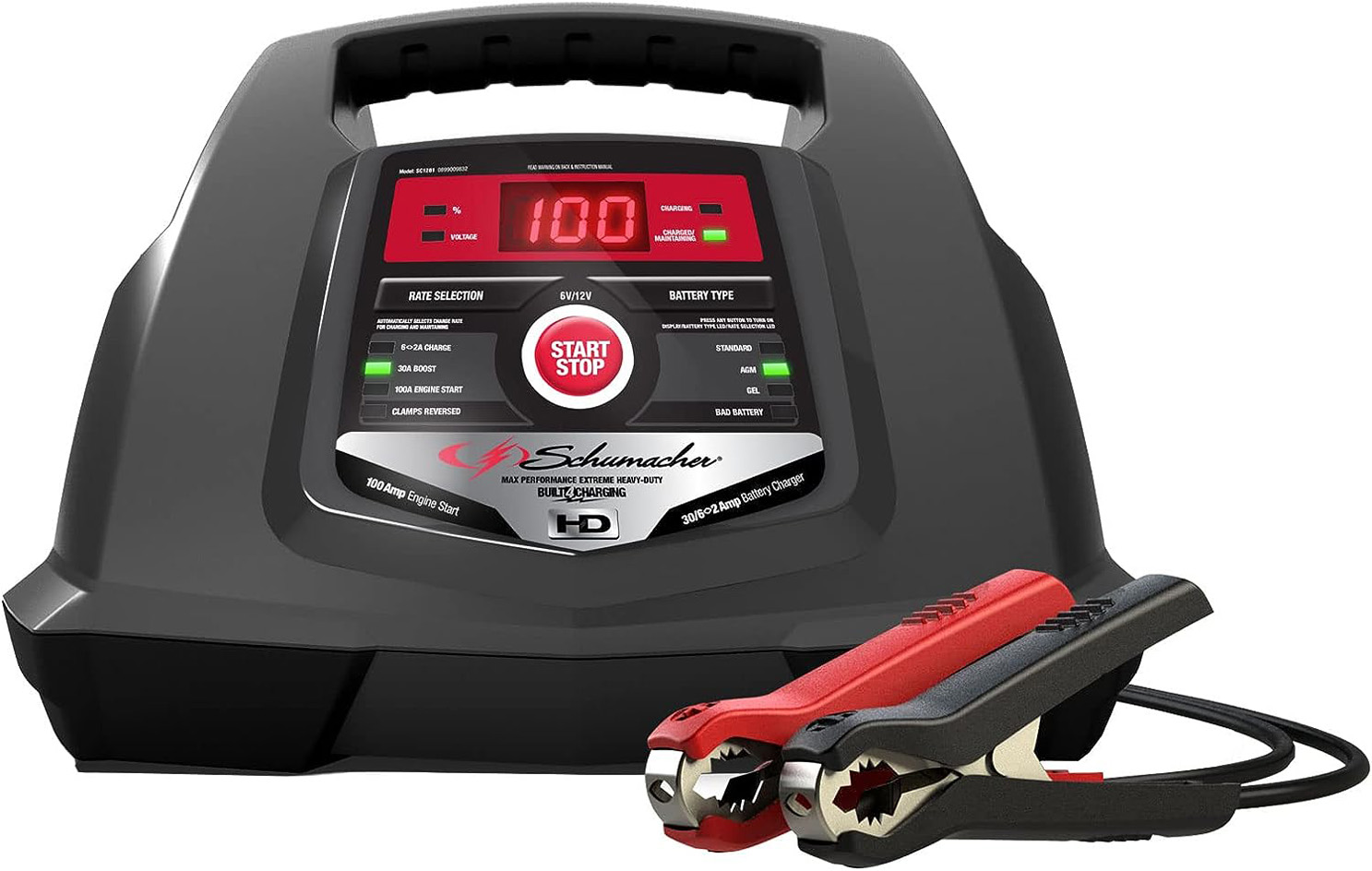 Schumacher SC1281 6/12V Fully Automatic Battery Charger, Engine Starter, Boost Maintainer and Auto Desulfator