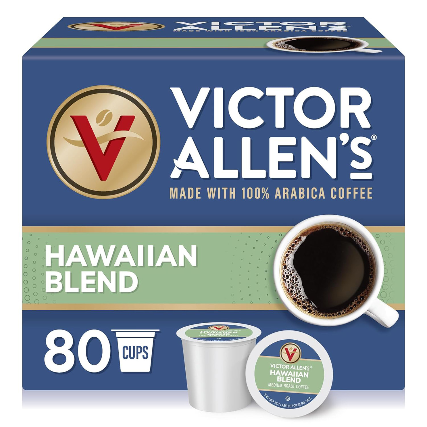 Victor Allen’s Coffee Hawaiian Blend, Medium Roast, 80 Count, Single Serve Coffee Pods for Keurig K-Cup Brewers (formerly Kona Blend)