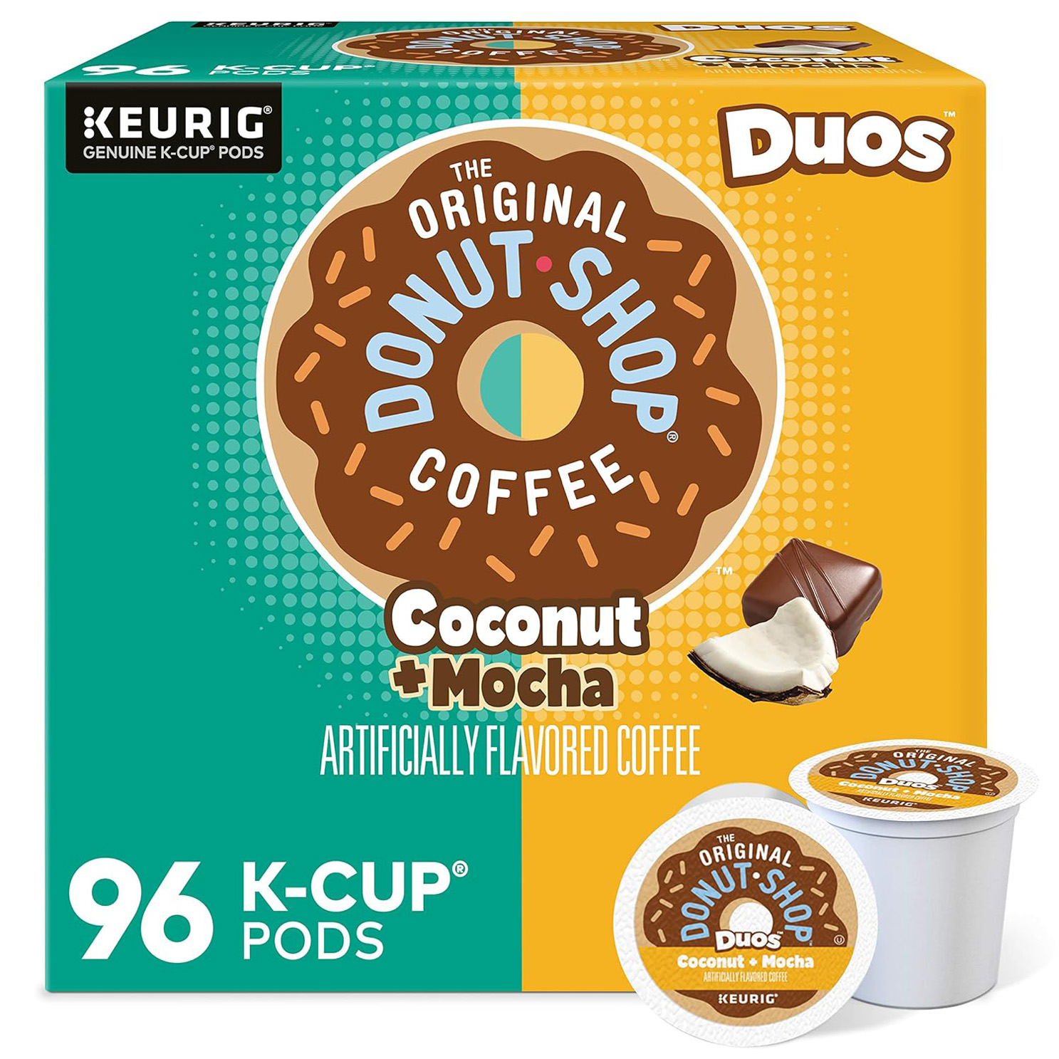 The Original Donut Shop Duos Coconut + Mocha Keurig Single-Serve K-Cup Pods, Medium Roast Coffee, 96 Count