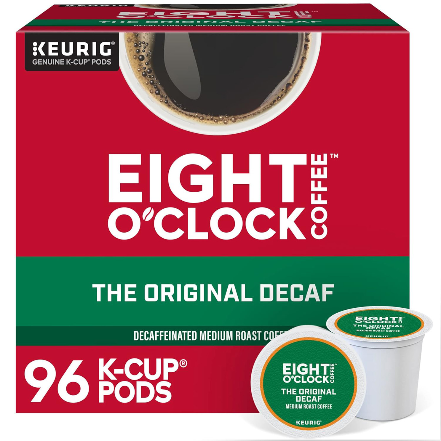 Eight O’Clock Coffee The Original Decaf, Single-Serve Keurig K-Cup Pods, Medium Roast Coffee Pods