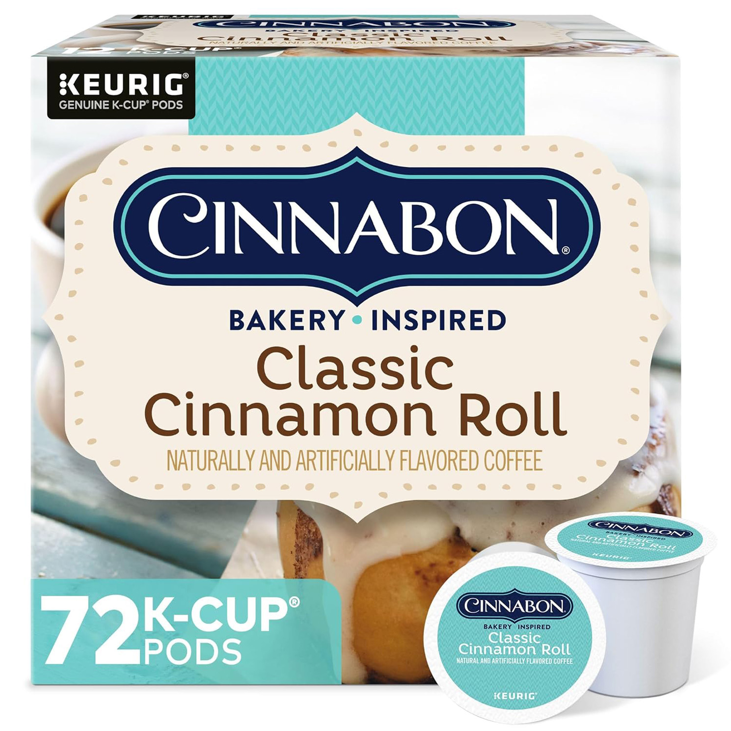 Cinnabon Classic Cinnamon Roll, Single-Serve Keurig K-Cup Pods, Flavored Coffee