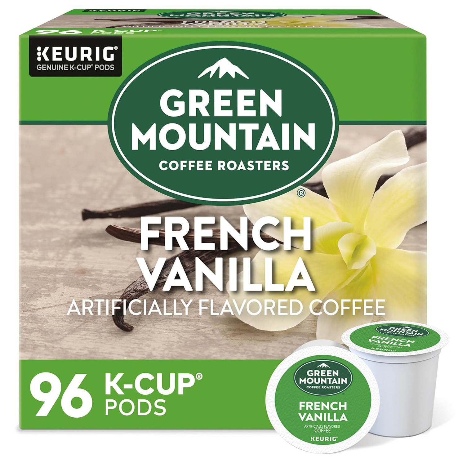 Green Mountain Coffee Roasters French Vanilla, Single-Serve Keurig K-Cup Pods, Flavored Light Roast Coffee Pods