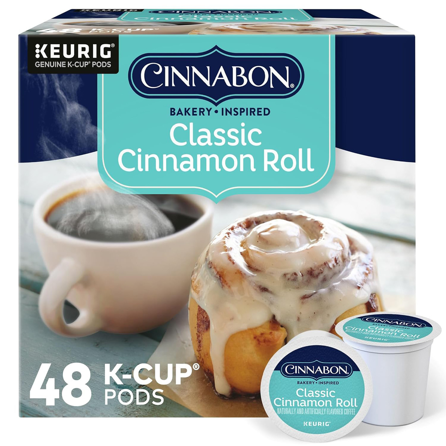 Cinnabon Classic Cinnamon Roll Keurig Single-Serve K-Cup Pods, Light Roast Coffee, 48 Count