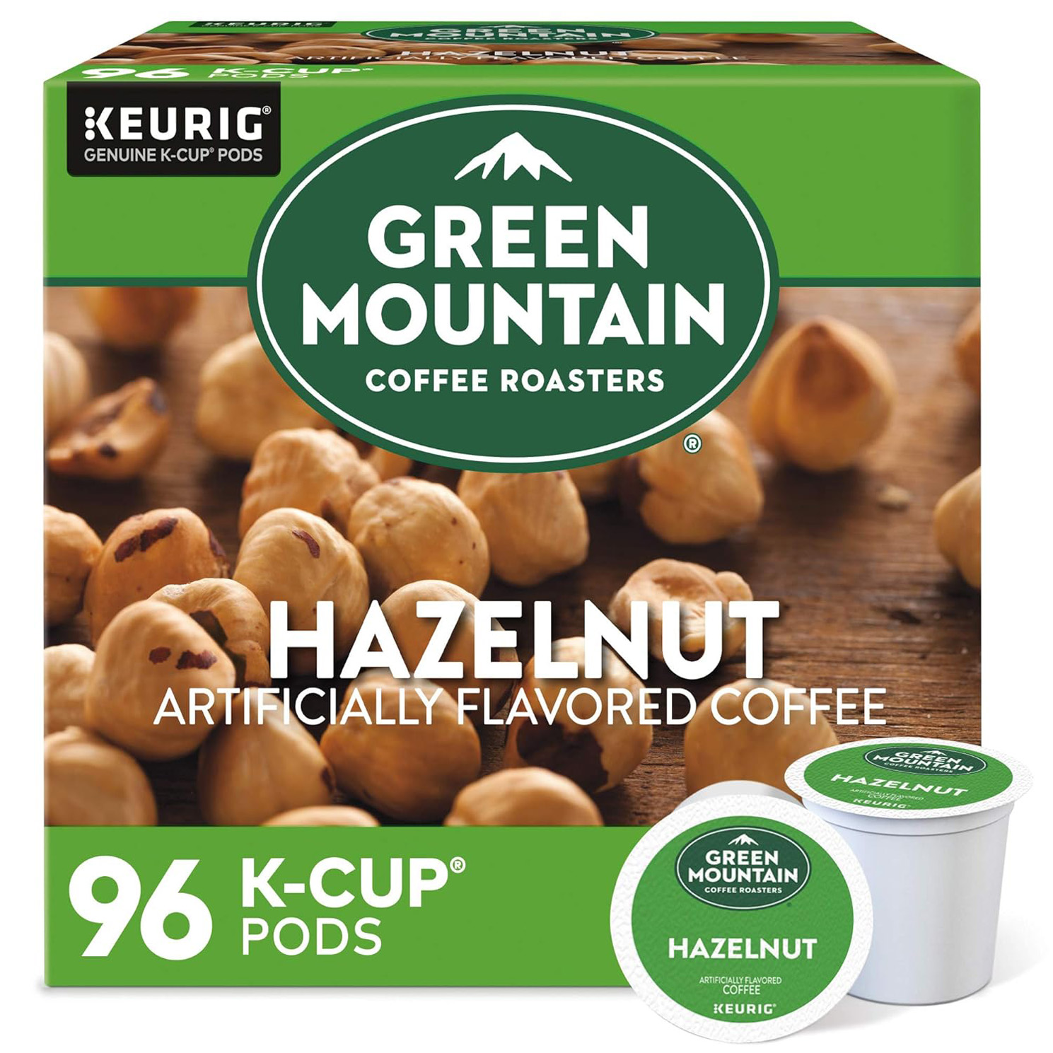 Green Mountain Coffee Roasters Hazelnut, Single-Serve Keurig K-Cup Pods, Flavored Light Roast Coffee