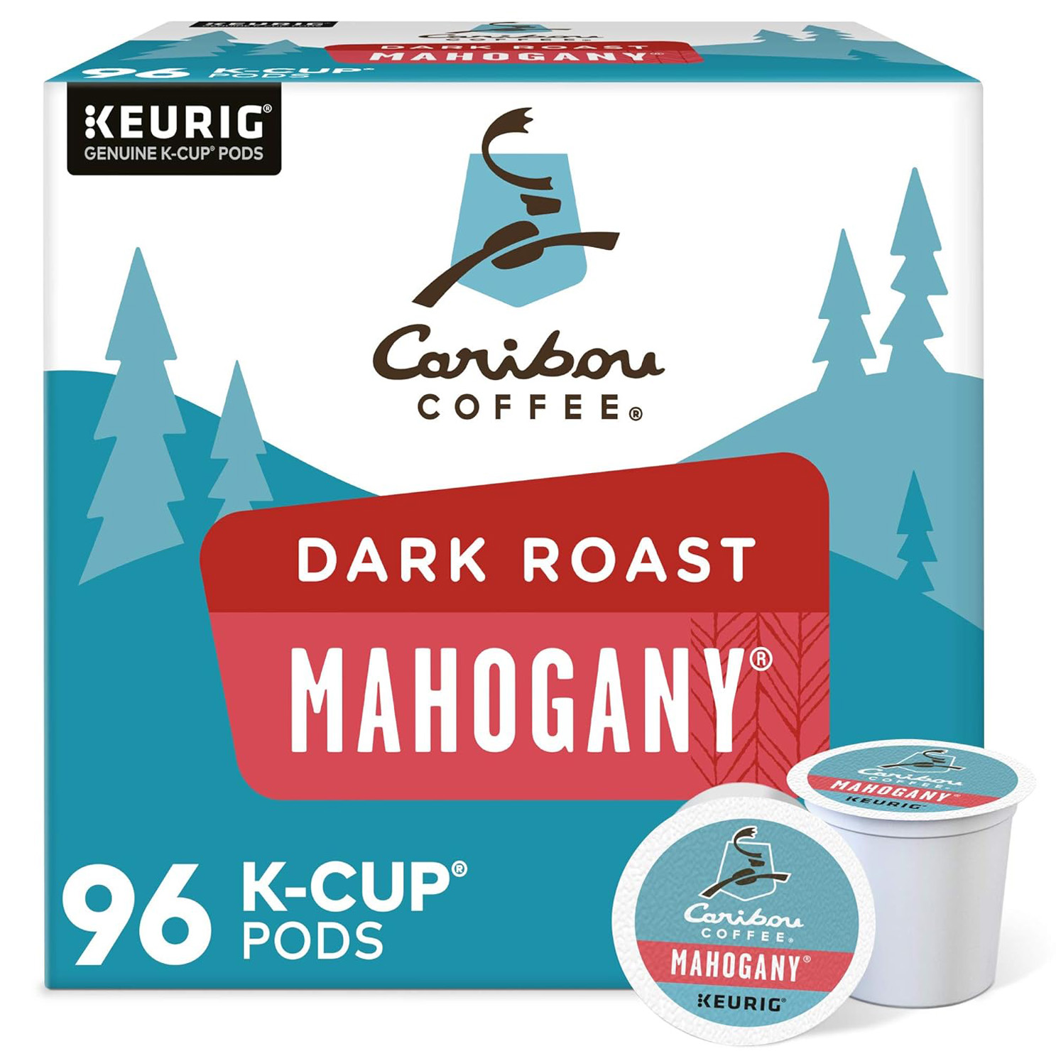 Caribou Coffee Mahogany, Single-Serve Keurig K-Cup Pods, Dark Roast Coffee