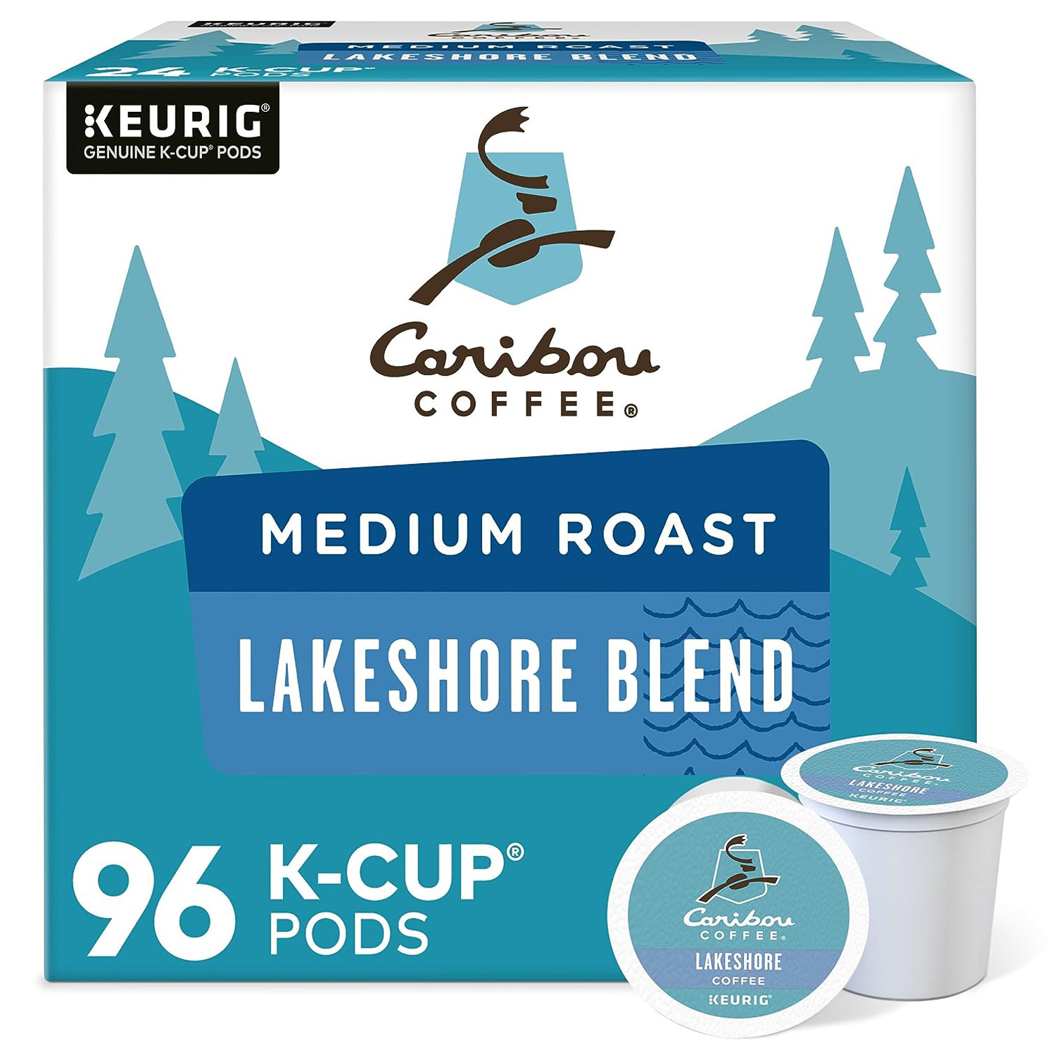 Caribou Coffee Lakeshore Blend, Single-Serve Keurig K-Cup Pods, Medium Roast Coffee