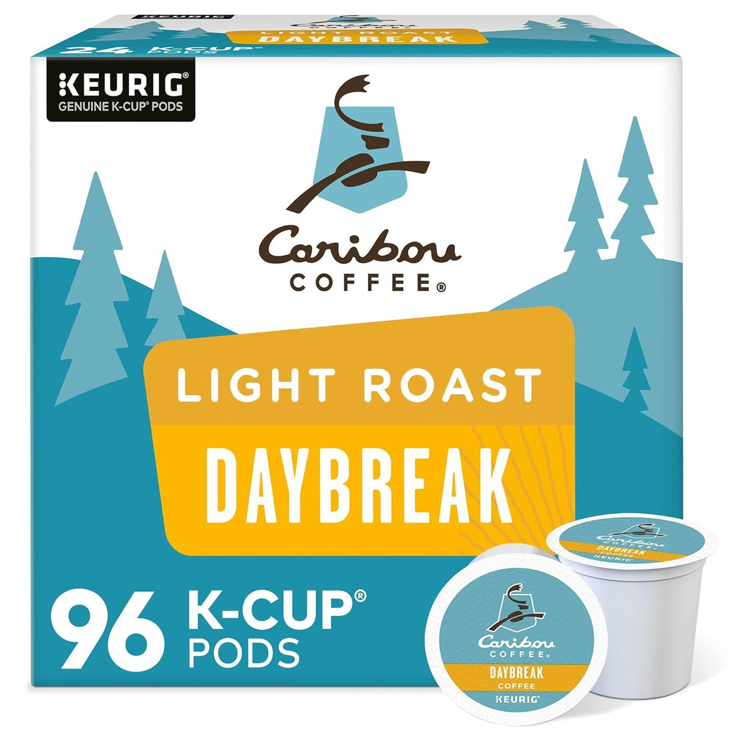 Caribou Coffee Daybreak Morning Blend, Single-Serve Keurig K-Cup Pods, Light Roast Coffee