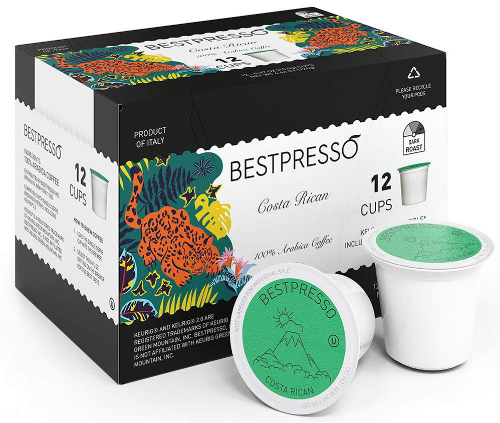 Bestpresso Coffee, Costa Rican Dark Roast Single Serve K-Cup Pods, 96 Count (Compatible With 2.0 Keurig Brewers)
