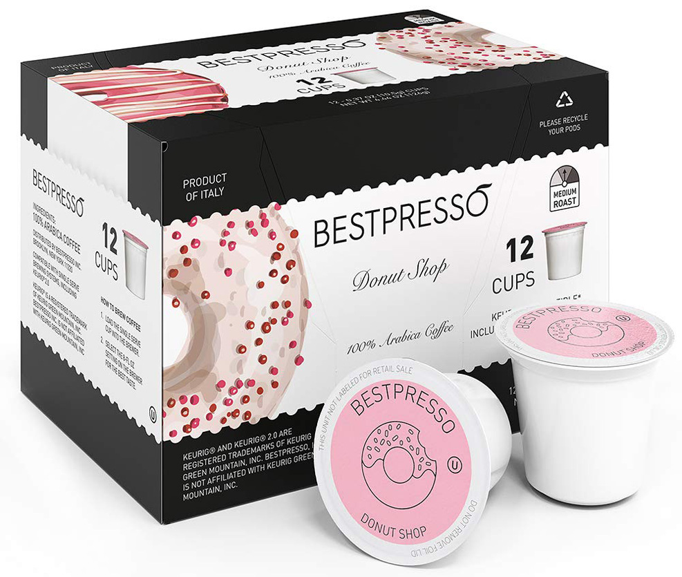 Bestpresso Coffee, Donut Shop Medium Roast Single Serve K-Cup Pods, 96 Count (Compatible With 2.0 Keurig Brewers)