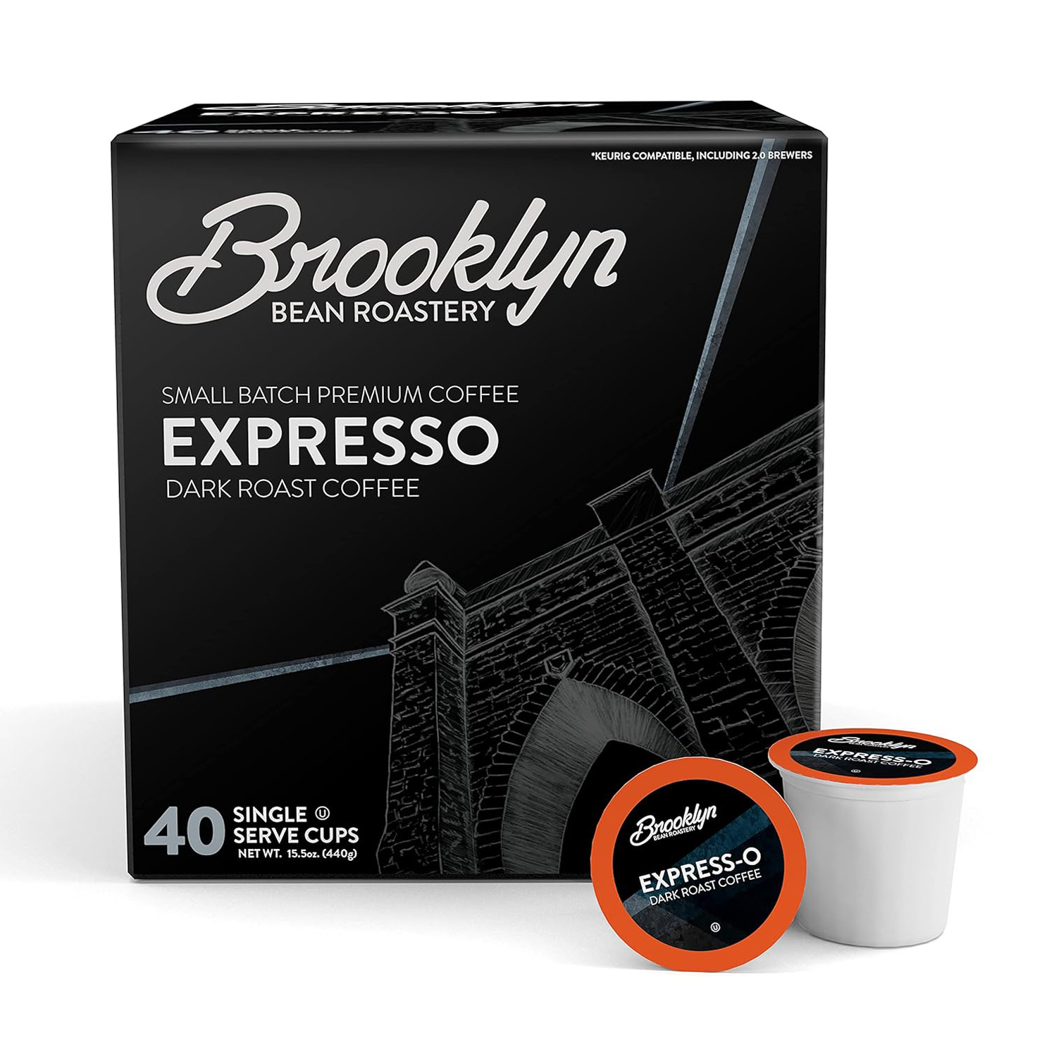 Brooklyn Beans Express-O Gourmet Coffee Pods, Compatible with 2.0 Keurig K Cup Brewers