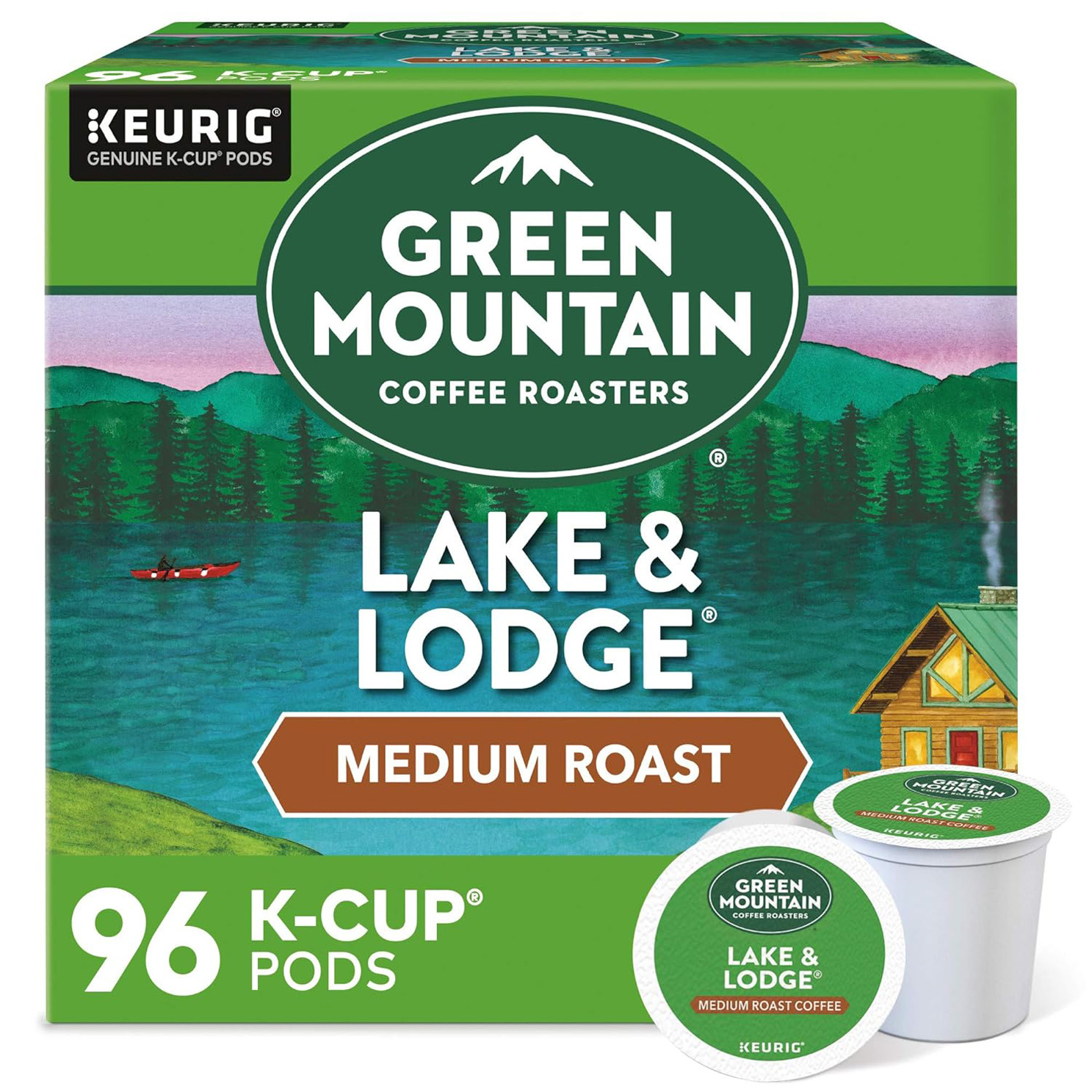 Green Mountain Coffee Roasters Lake & Lodge, Single-Serve Keurig K-Cup Pods, Medium Roast Coffee Pods