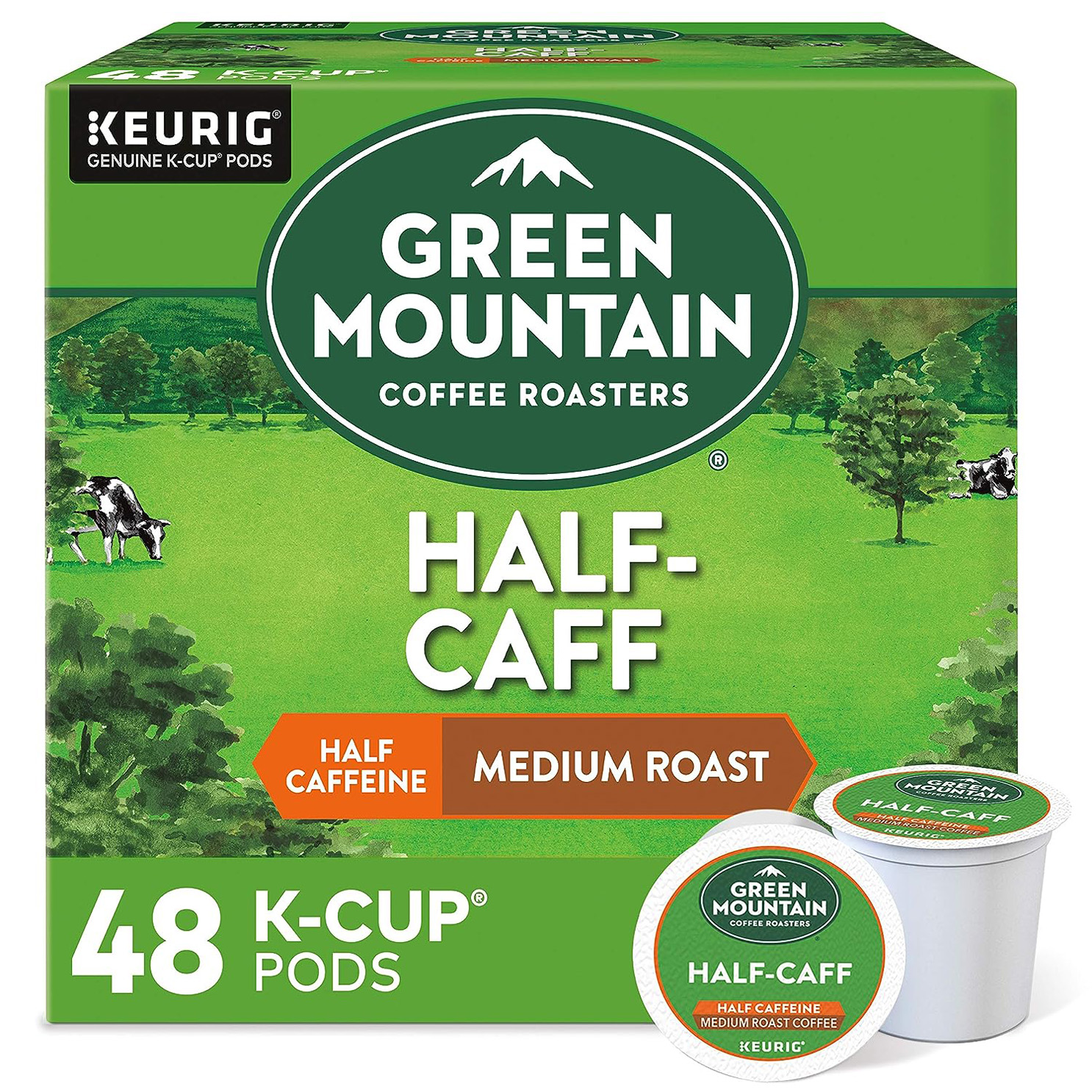 Green Mountain Coffee Roasters Half Caff, Single-Serve Keurig K-Cup Pods, Medium Roast Coffee