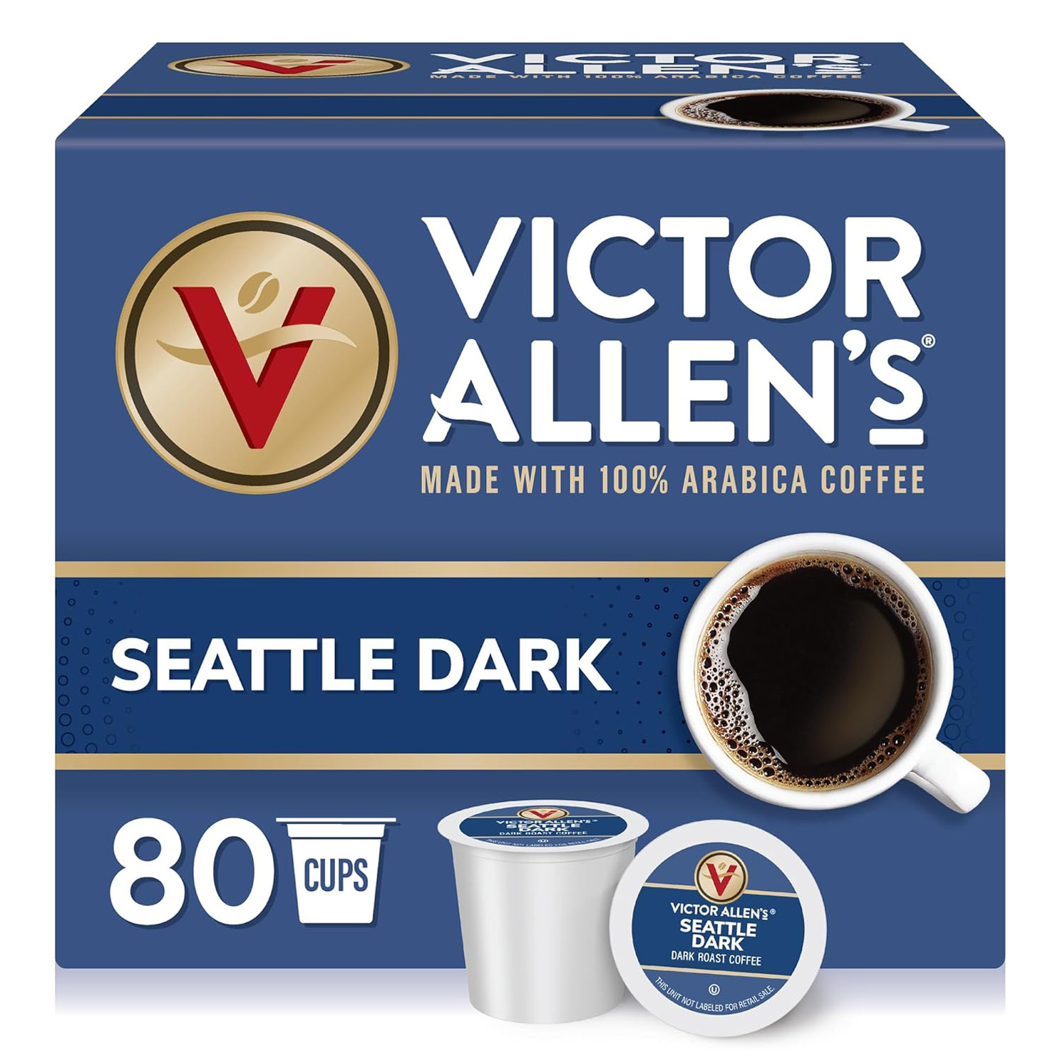 Victor Allen’s FG016441 coffee Seattle Blend, Dark Roast, 80Count Single Serve Coffee Pods for Keurig K Cup Brewers, Seattle Dark, 80Count