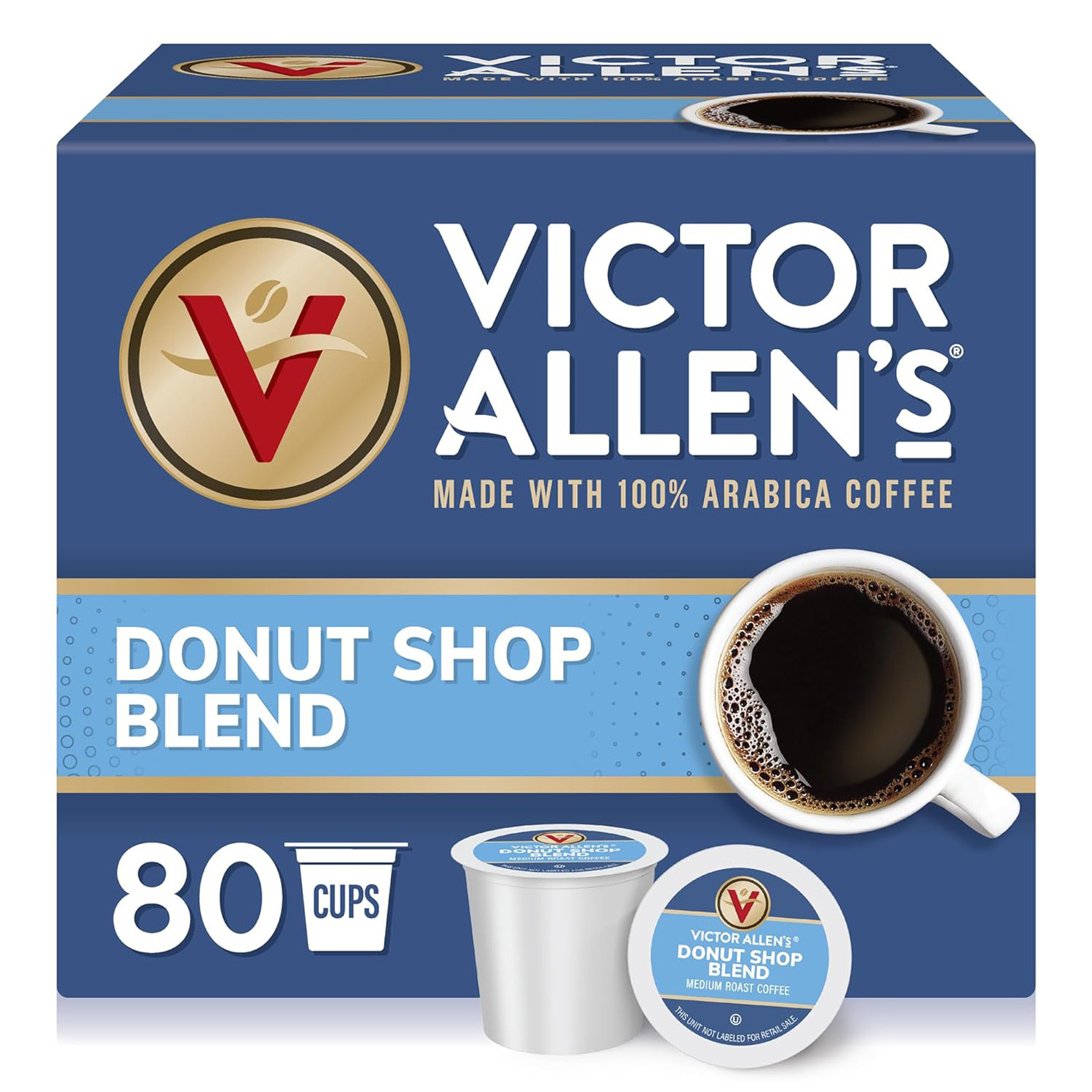 Victor Allen’s Coffee Donut Shop Blend, Medium Roast, 80 Count, Single Serve Coffee Pods for Keurig K-Cup Brewers