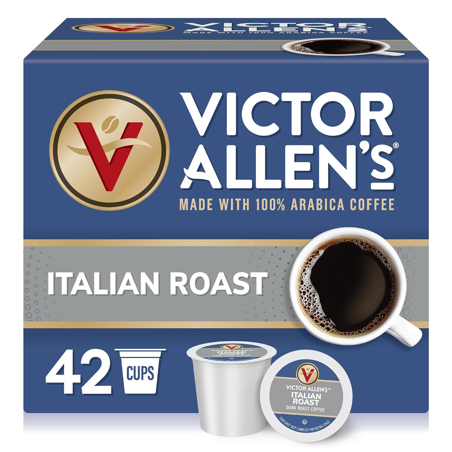 Victor Allen’s Coffee Italian Roast, Dark Roast, 42 Count Single Serve Coffee Pods for Keurig K-Cup Brewers