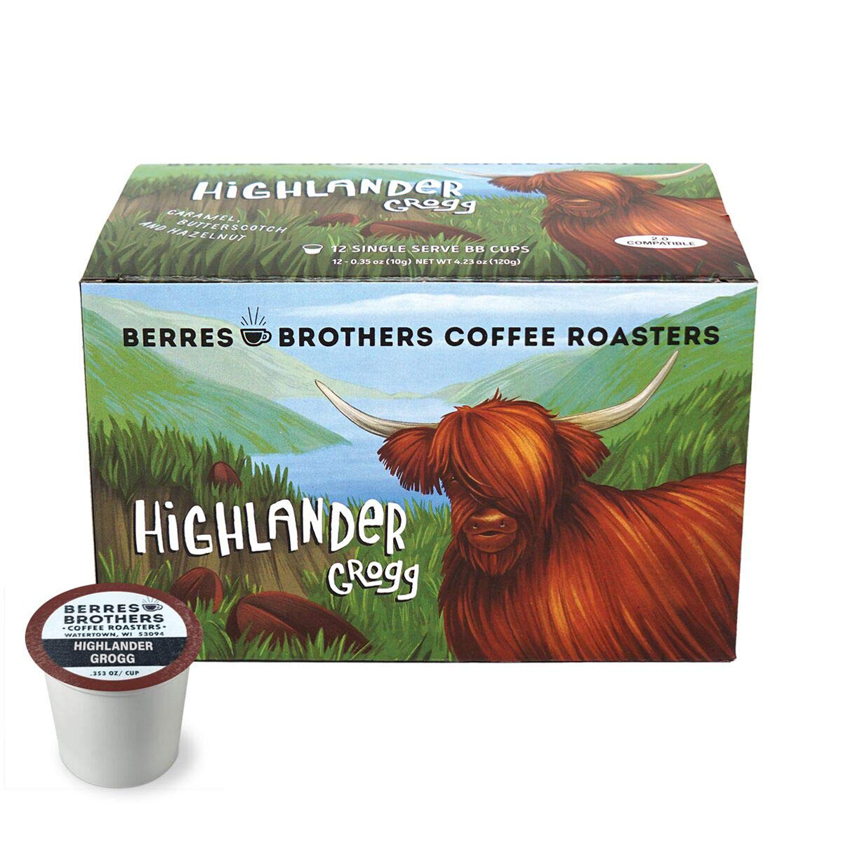 Berres Brothers Highlander Grogg Flavored Coffee 72 LOOSE Count Single Serve Pods Compatible