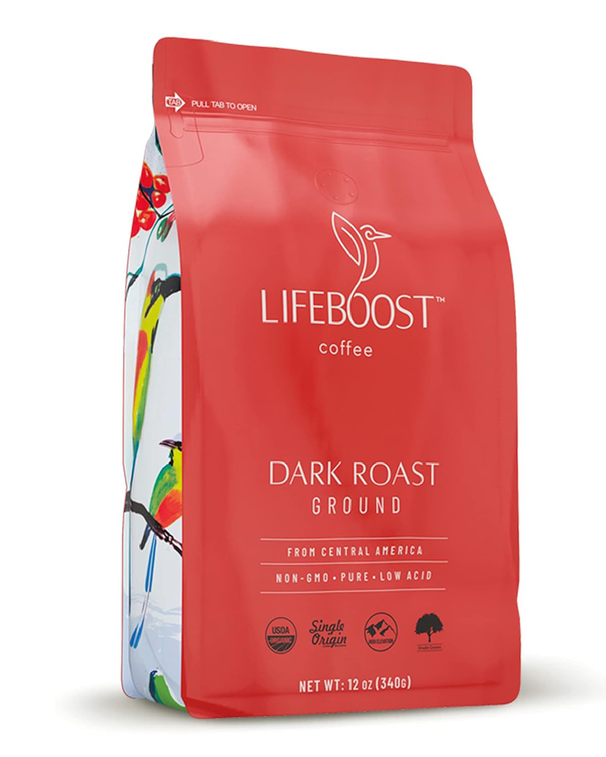 Lifeboost Coffee Dark Roast Ground Coffee – Low Acid Single Origin USDA Organic Coffee – Non-GMO Ground Coffee Beans Dark Roast Third Party Tested For Mycotoxins & Pesticides
