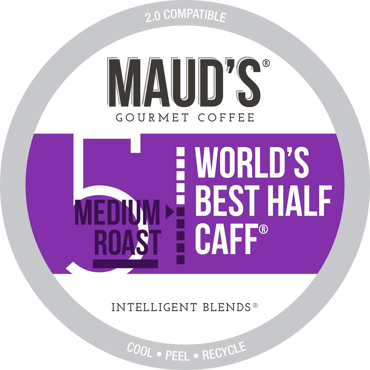 Maud’s Half Caff Coffee (World’s Best Half Caff), 100ct. Solar Energy Produced Recyclable Single Serve Medium Roast Half Caff Coffee Pods