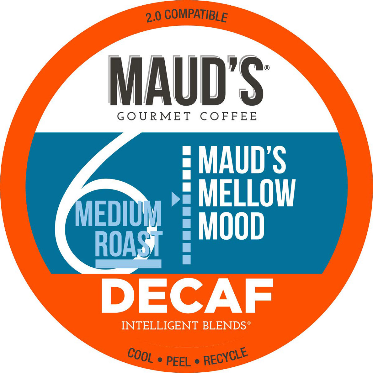 Maud’s Decaf Medium Dark Roast Coffee (Mellow Mood), 100ct. Solar Energy Produced Recyclable Single Serve Decaf Medium Dark Roast Coffee Pods