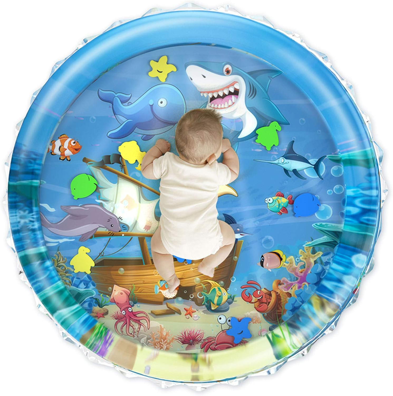 iHaHa 40”X40” Baby Tummy Time Water Play Mat, Infant Baby Water Mat Toys