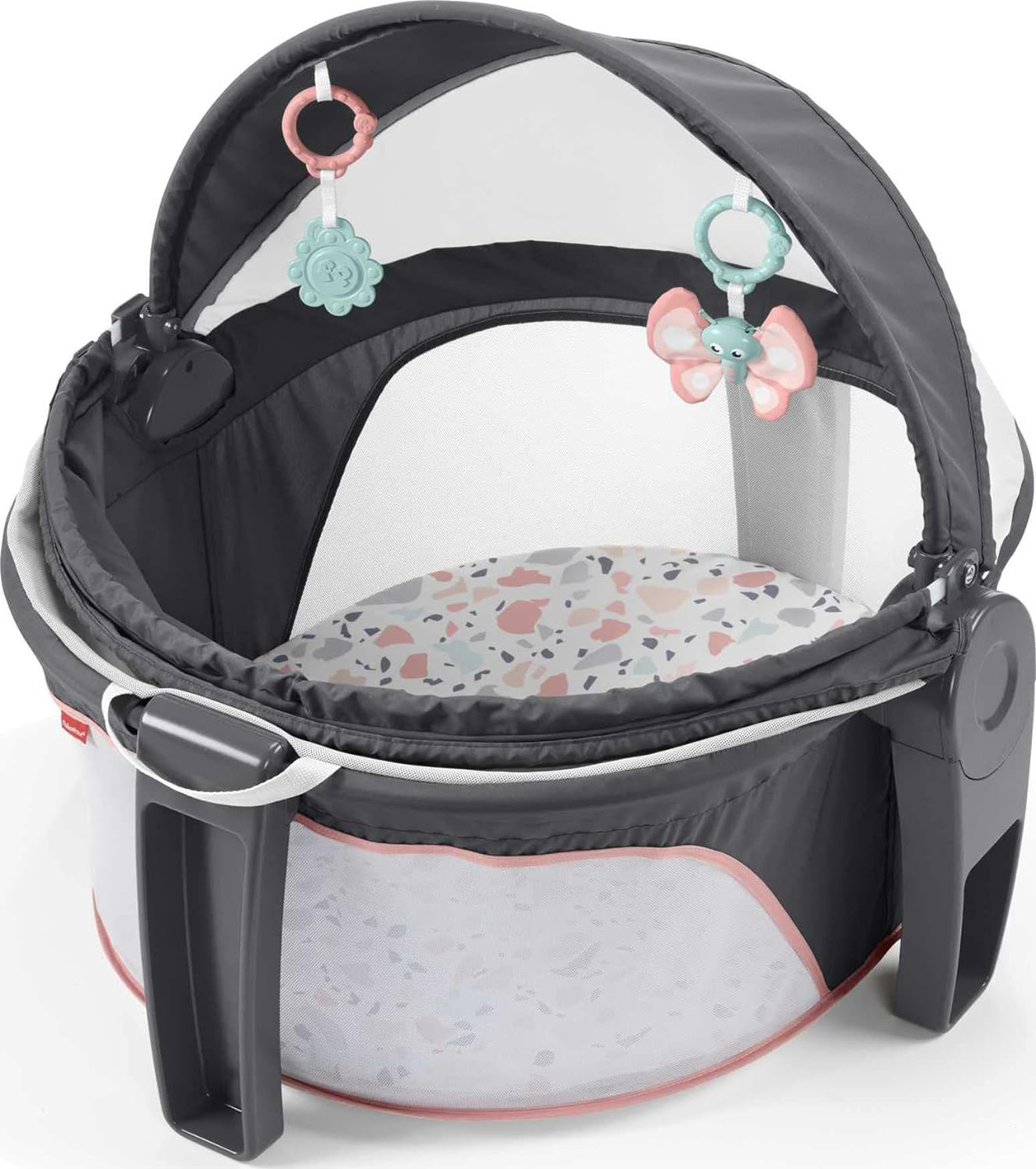 Fisher-Price Baby Portable Bassinet and Play Space On-the-Go Baby Dome with Developmental Toys and Canopy