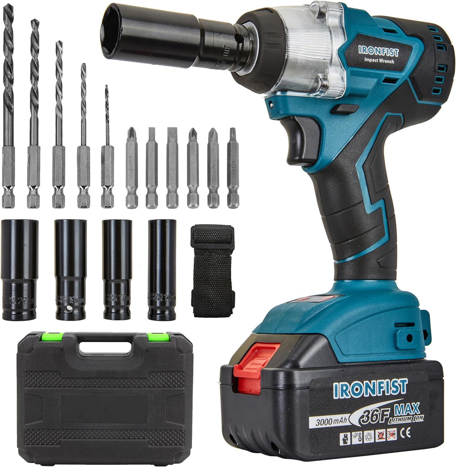 IRONFIST Cordless Impact Wrench, Electric Power Impact Screwdriver with 21V Lithium Battery Brushless Motor with 420Nm Torque