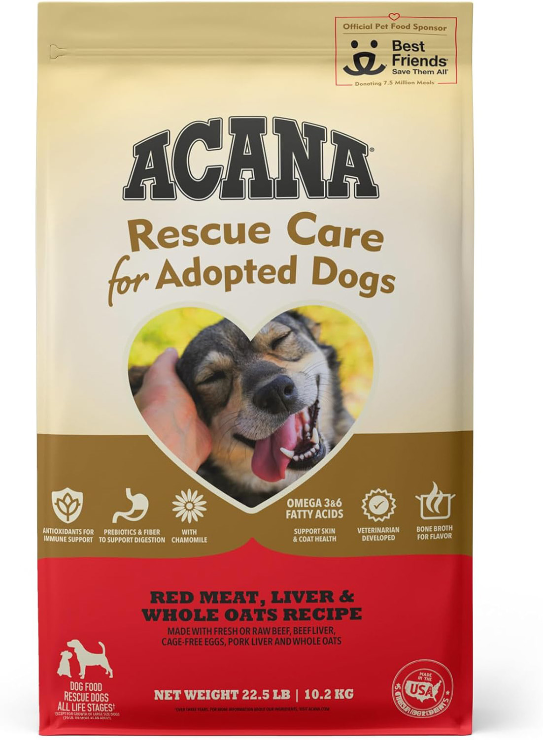 ACANA Rescue Care For Adopted Dogs Red Meat, Liver & Whole Oats Recipe Premium Dry Food, 22.5 lbs.