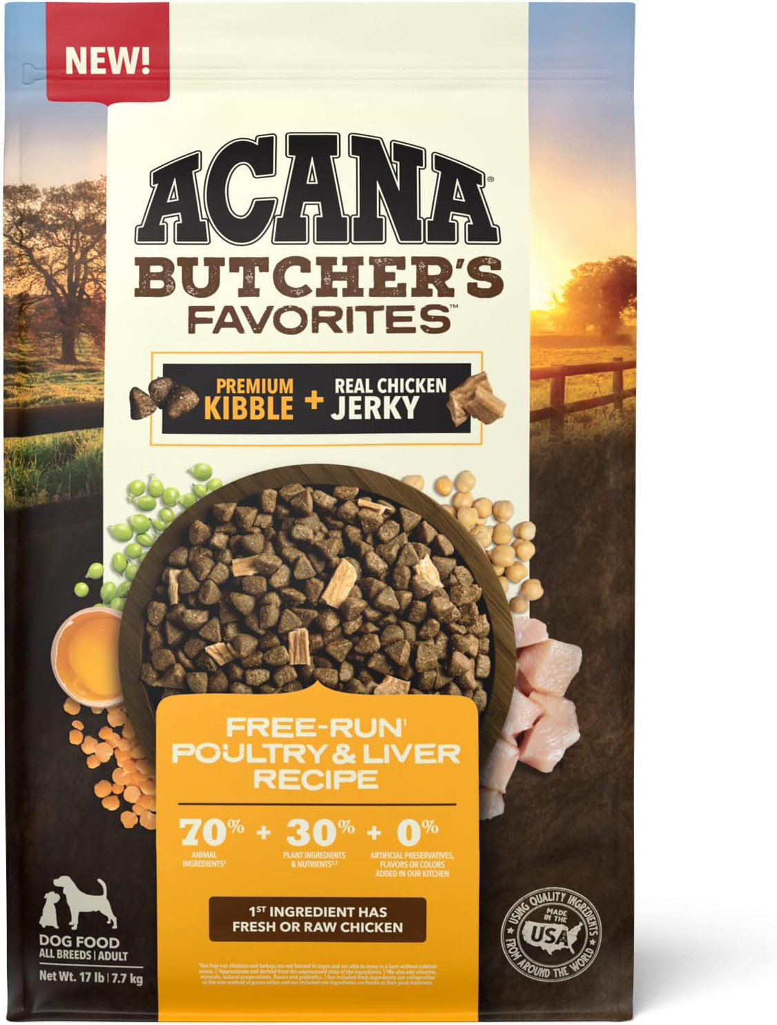 ACANA Butcher’s Favorites Free-Run Poultry & Liver Dry Dog Food, 17 lbs.