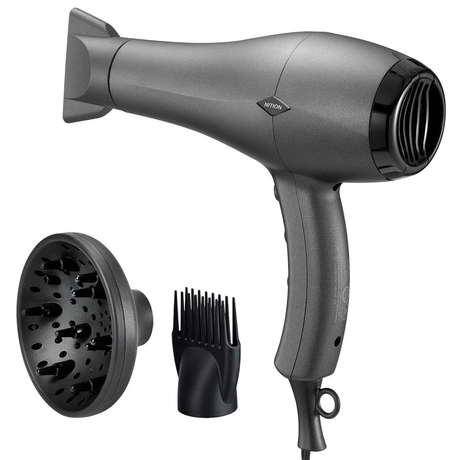 NITION Ceramic Hair Dryer with Diffuser,Comb & Nozzle Attachments