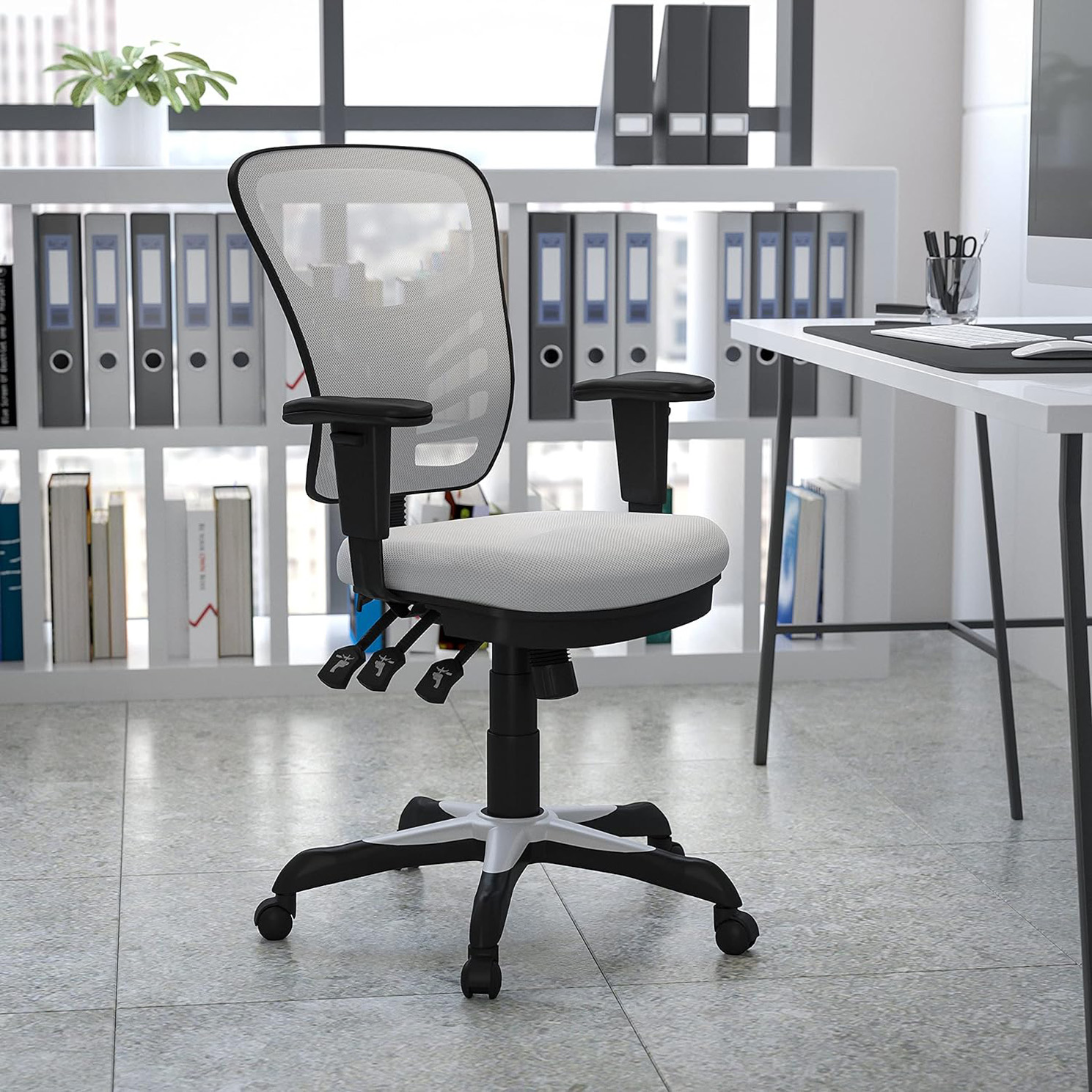 Siyer Mid-Back Mesh Multifunction Ergonomic Office Chair with Adjustable Arms