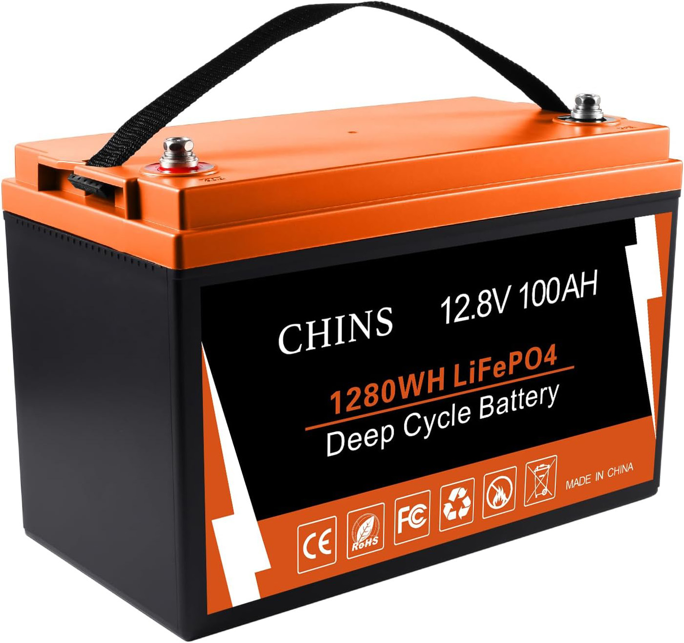 CHINS Bluetooth LiFePO4 Smart 12V 100AH Lithium Iron Battery Low Temperature Charging Mobile Phone APP