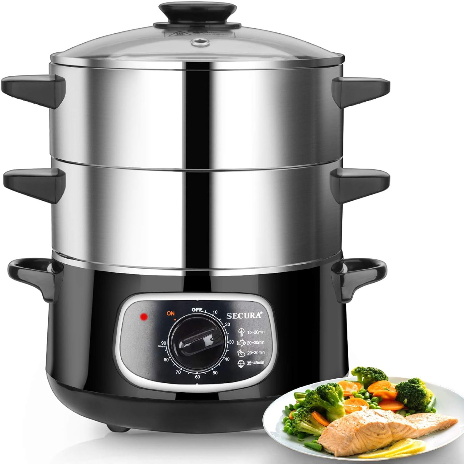 Secura 2 Stainless Steel Food Steamer 8.5 Qt