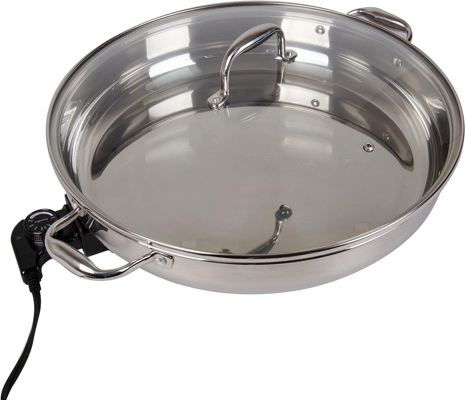 Electric Skillet By Cucina Pro – 1810 Stainless Steel Frying Pan
