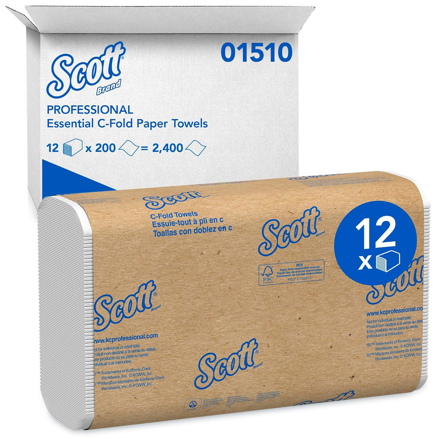 Scott Essential C Fold Paper Towels (01510) with Fast-Drying Absorbency Pockets